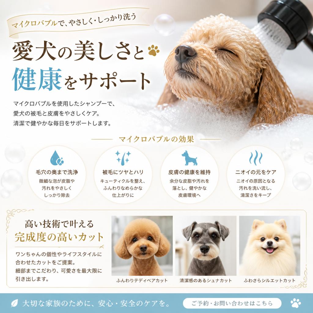 トリミングとシャンプーのこだわり