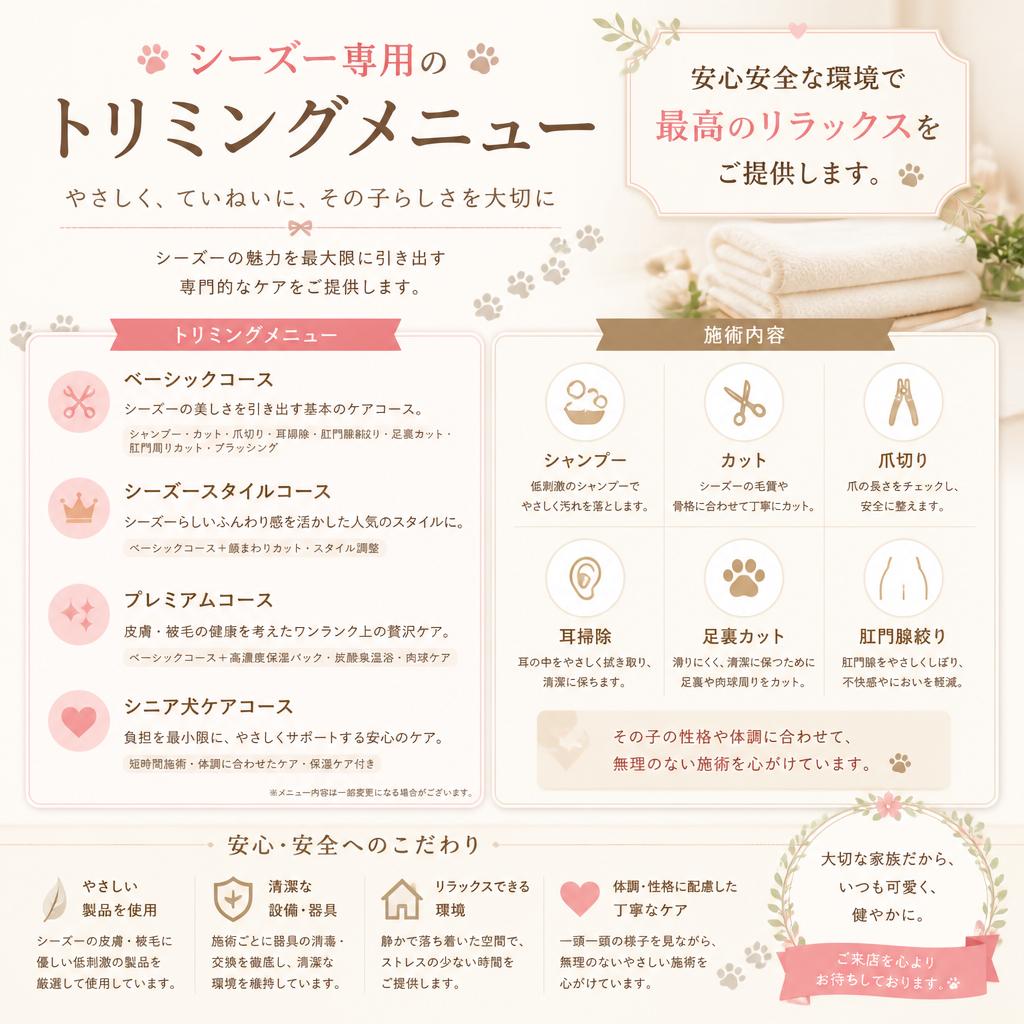当サロンのトリミングサービス