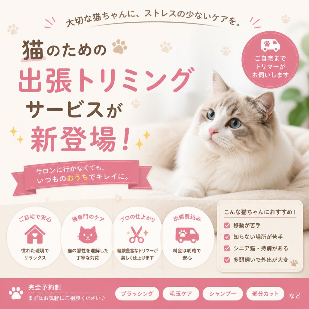 猫のための出張トリミングサービスが新登場！