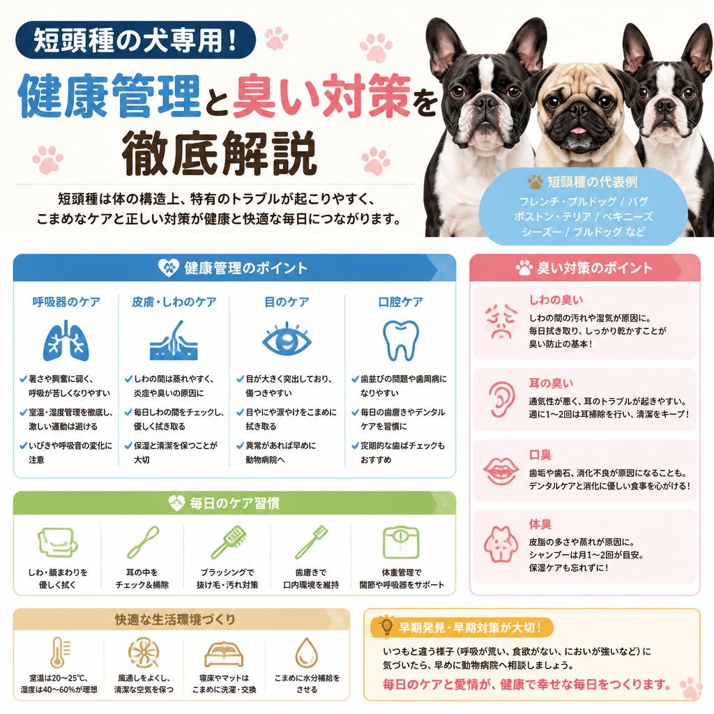 短頭種の犬専用！健康管理と臭い対策を徹底解説