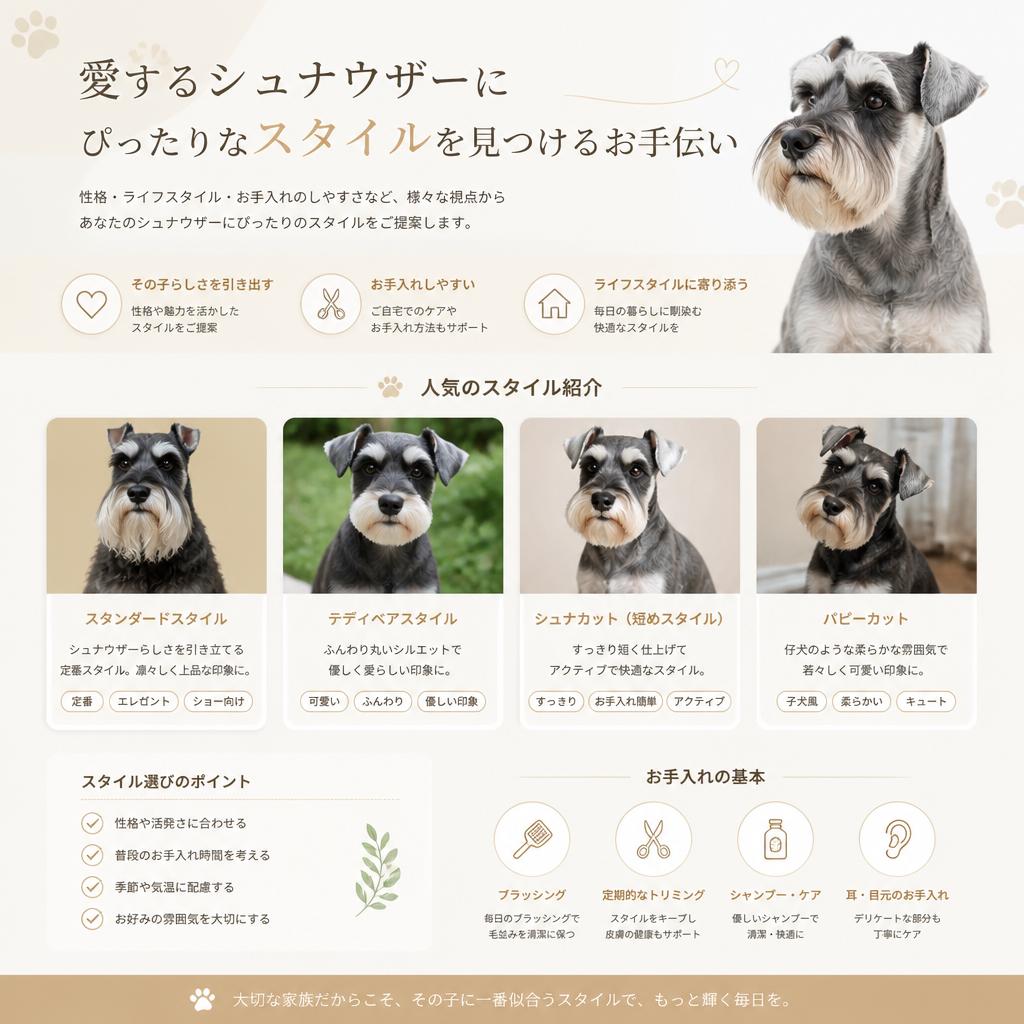 愛するシュナウザーにぴったりなスタイルを見つけるお手伝い